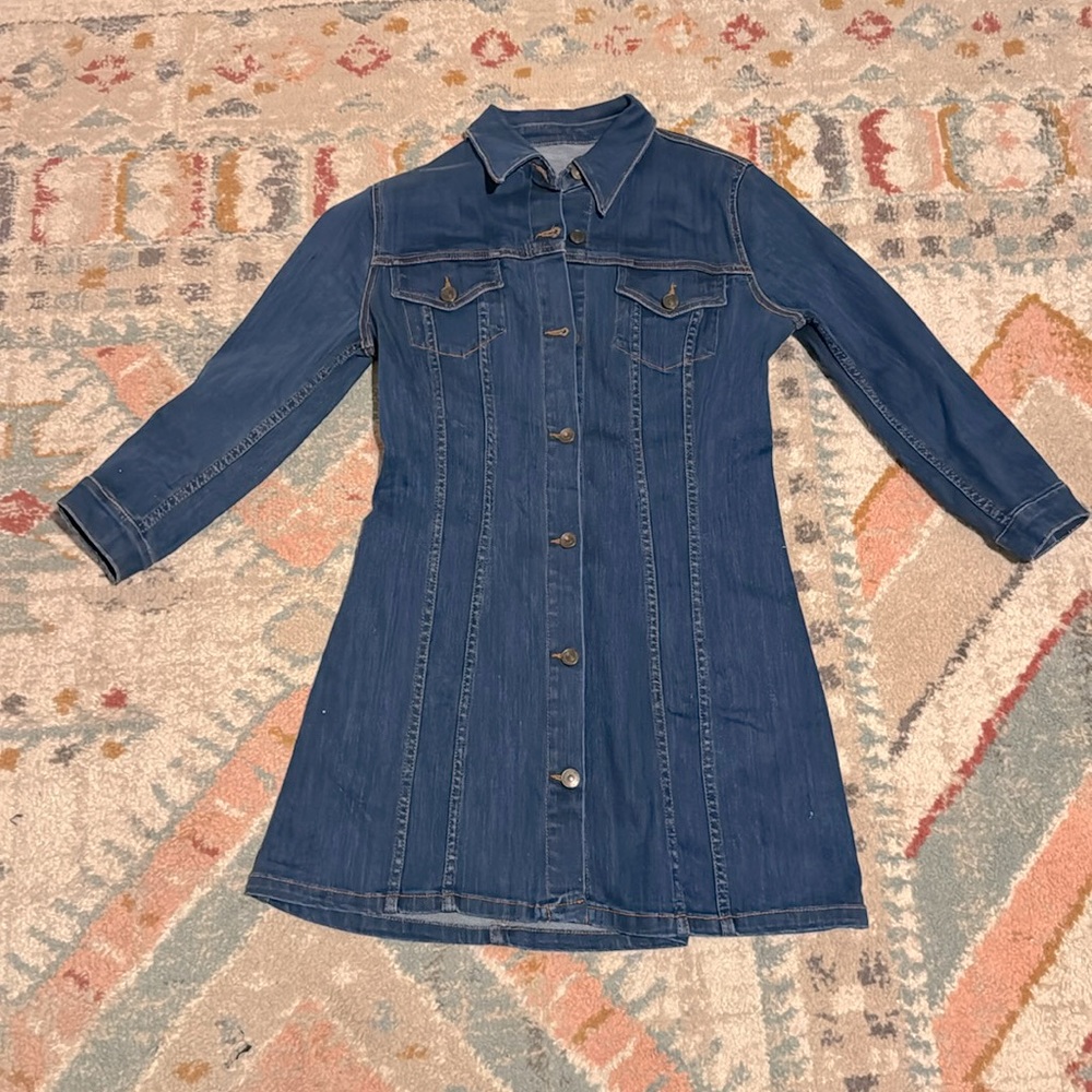 Zara denim button up dress with pockets